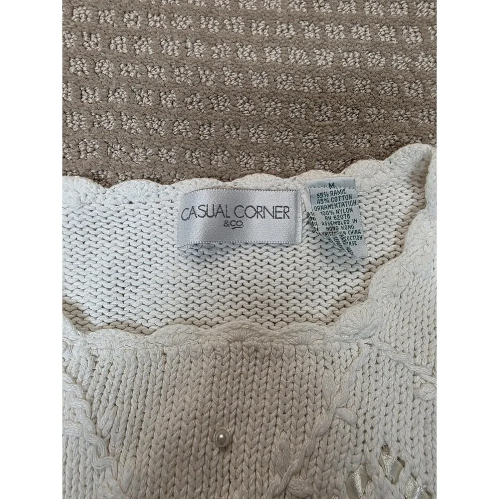 Casual Corner Sweater Medium Oversized Floral Ribbon Cottage Core Fairy‎ Vintage